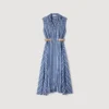 Gestreiftes Maxikleid mit Lederlasche