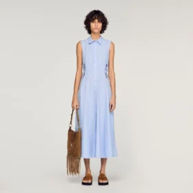 Gestreiftes Midi-Kleid aus Baumwolle