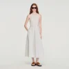 Gestreiftes Midi-Kleid aus Baumwolle