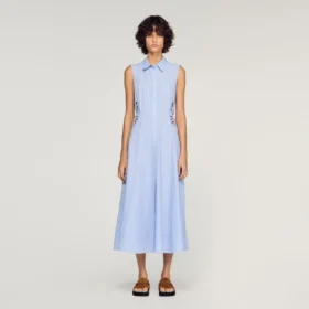 Gestreiftes Midi-Kleid aus Baumwolle