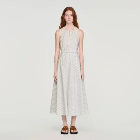 Gestreiftes Midi-Kleid aus Baumwolle