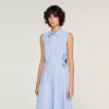 Gestreiftes Midi-Kleid aus Baumwolle