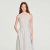 Gestreiftes Midi-Kleid aus Baumwolle