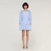 Gestreiftes Mini-Baumwollkleid