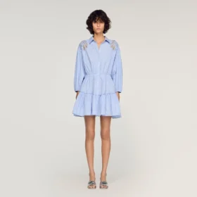 Gestreiftes Mini-Baumwollkleid