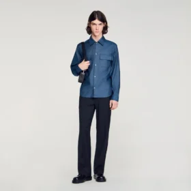 Hemd aus Baumwolle und Leinen im Jeans-Look