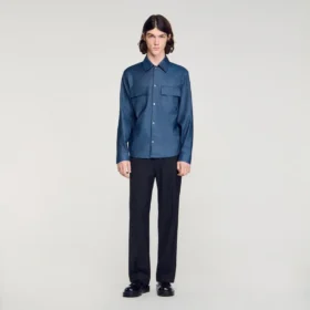 Hemd aus Baumwolle und Leinen im Jeans-Look