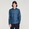 Hemd aus Baumwolle und Leinen im Jeans-Look