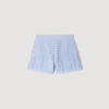 Hoch taillierte, mit Perlen verzierte Häkel-Shorts