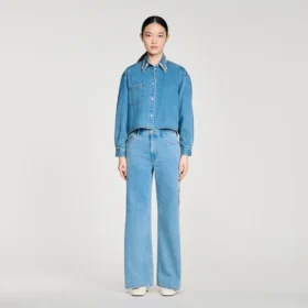 Jeans-Hemd mit Strasssteinen