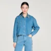 Jeans-Hemd mit Strasssteinen