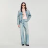 Jeans mit geradem Bein und Lederdetails