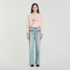 Jeans mit geradem Bein und Lederdetails