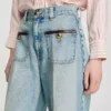 Jeans mit geradem Bein und Lederdetails