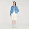 Jeansjacke mit Rippbündchen