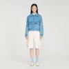Jeansjacke mit Rippbündchen