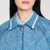Jeansjacke mit Rippbündchen