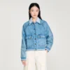 Jeansjacke mit Rippbündchen
