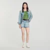 Jeansshorts mit Lederdetails