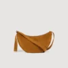 Kleine Hobo-Tasche aus Spaltleder mit Reissverschluss