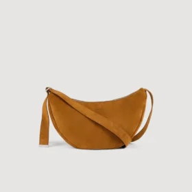 Kleine Hobo-Tasche aus Spaltleder mit Reissverschluss