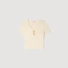 Kropptes Baumwoll-T-Shirt mit Schmucksteinen