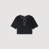 Kurzes T-Shirt mit Strasssteinen