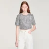 Kurzes Tweed-Oberteil im Hahnentrittmuster