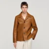 Lammlederjacke mit Knopfleiste