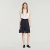 Lange, hoch taillierte Plissee-Shorts