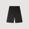 Lange, hoch taillierte Plissee-Shorts