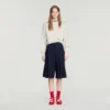 Lange, plissierte Wollshorts