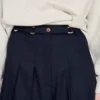 Lange, plissierte Wollshorts