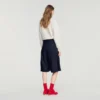 Lange, plissierte Wollshorts