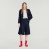 Lange, plissierte Wollshorts