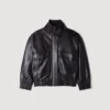 Lederjacke mit Stehkragen