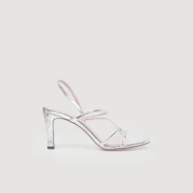 Ledersandalen mit breitem Absatz