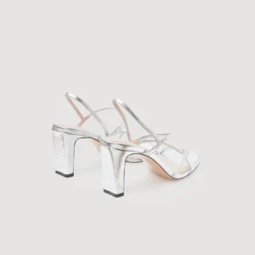 Ledersandalen mit breitem Absatz