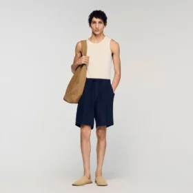 Leinenshorts mit elastischem Bund