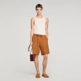 Leinenshorts mit elastischem Bund