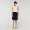 Leinenshorts mit elastischem Bund