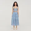 Maxi-Rock aus Leinen mit Gingham-Muster