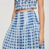 Maxi-Rock aus Leinen mit Gingham-Muster