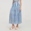 Maxi-Rock aus Leinen mit Gingham-Muster