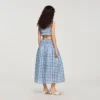 Maxi-Rock aus Leinen mit Gingham-Muster