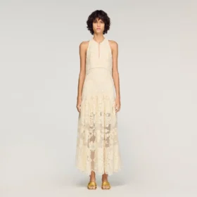 Maxikleid aus Baumwoll-Guipure mit Blumenmuster