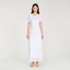 Maxikleid aus gestricktem Stoff mit Perlenverzierung