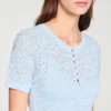 Maxikleid aus gestricktem Stoff mit Perlenverzierung