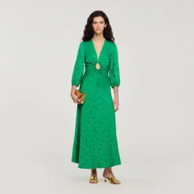 Maxikleid aus Jacquard mit Blumenmuster