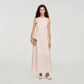 Maxikleid aus Jacquard mit Blumenmuster